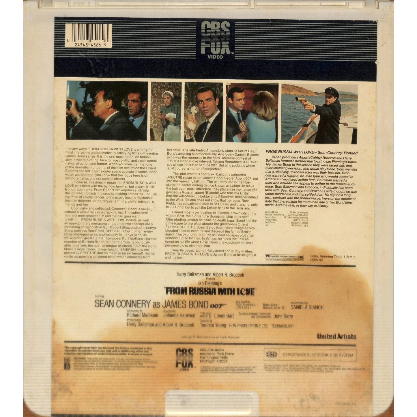 From Russia With Love (1963) CED RCA SelectaVision Videodisc TESTED WORKING
