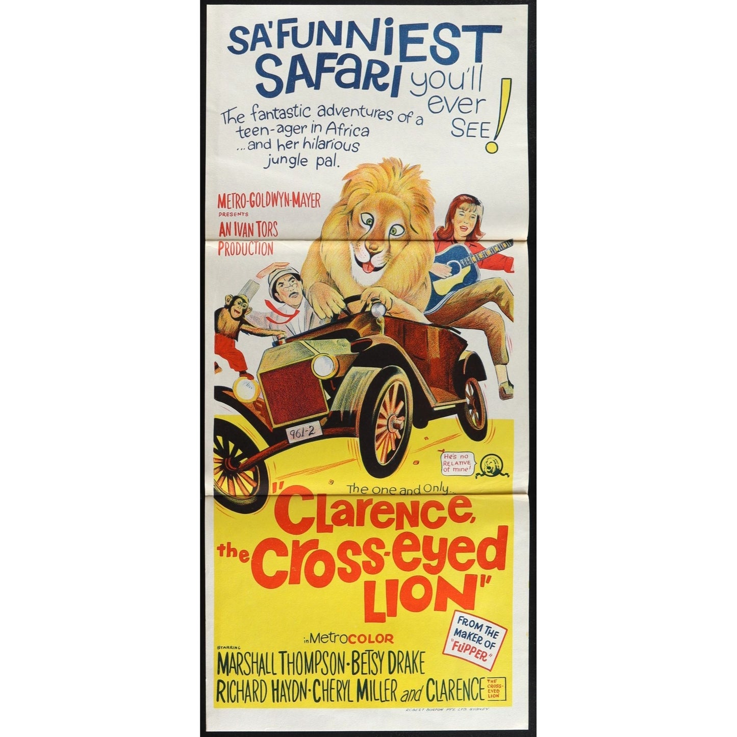 Clarence, the Cross-Eyed Lion (1965) Original Australian Day Bill Movie Poster