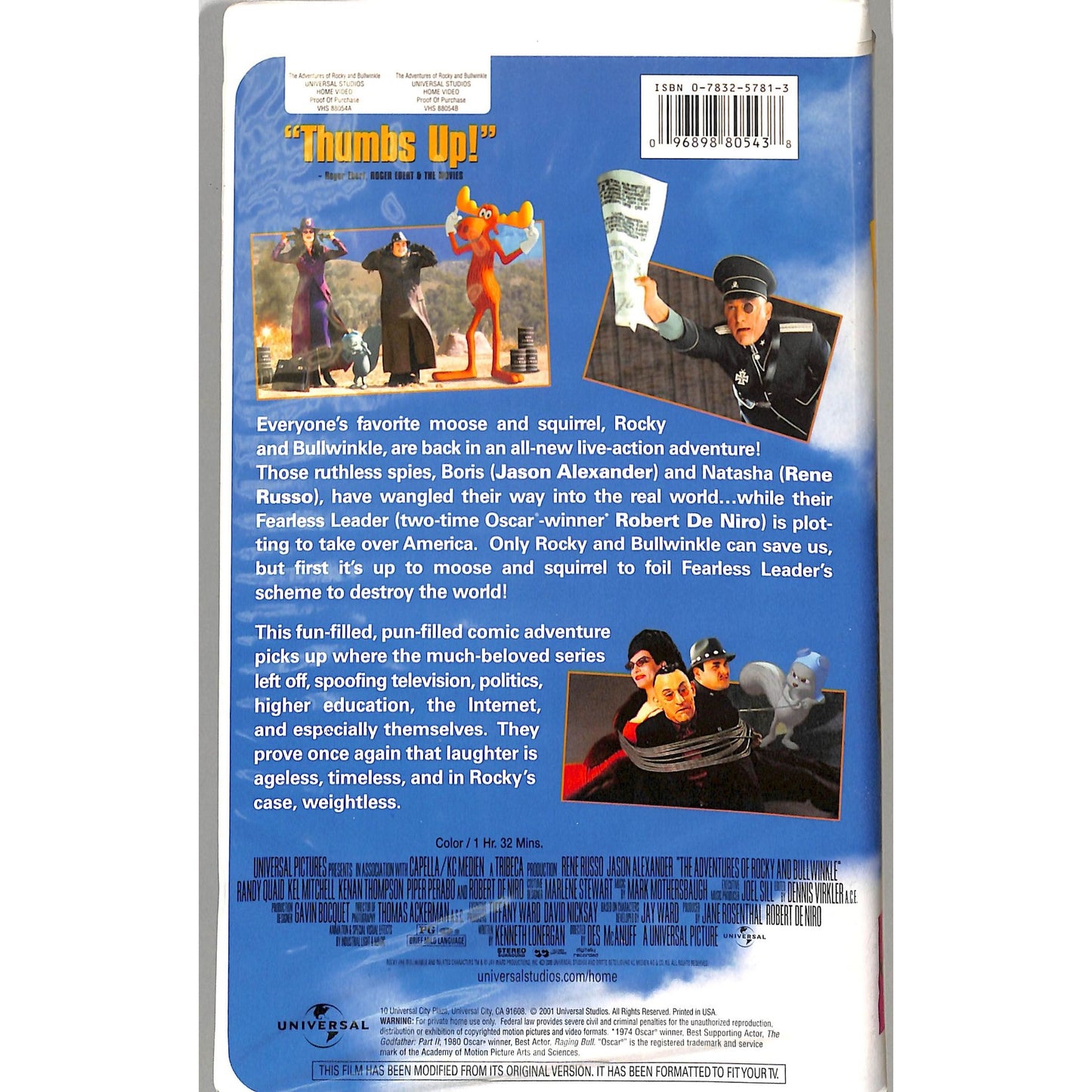 The Adventures of Rocky and Bullwinkle (2000) VHS Tape Good condition