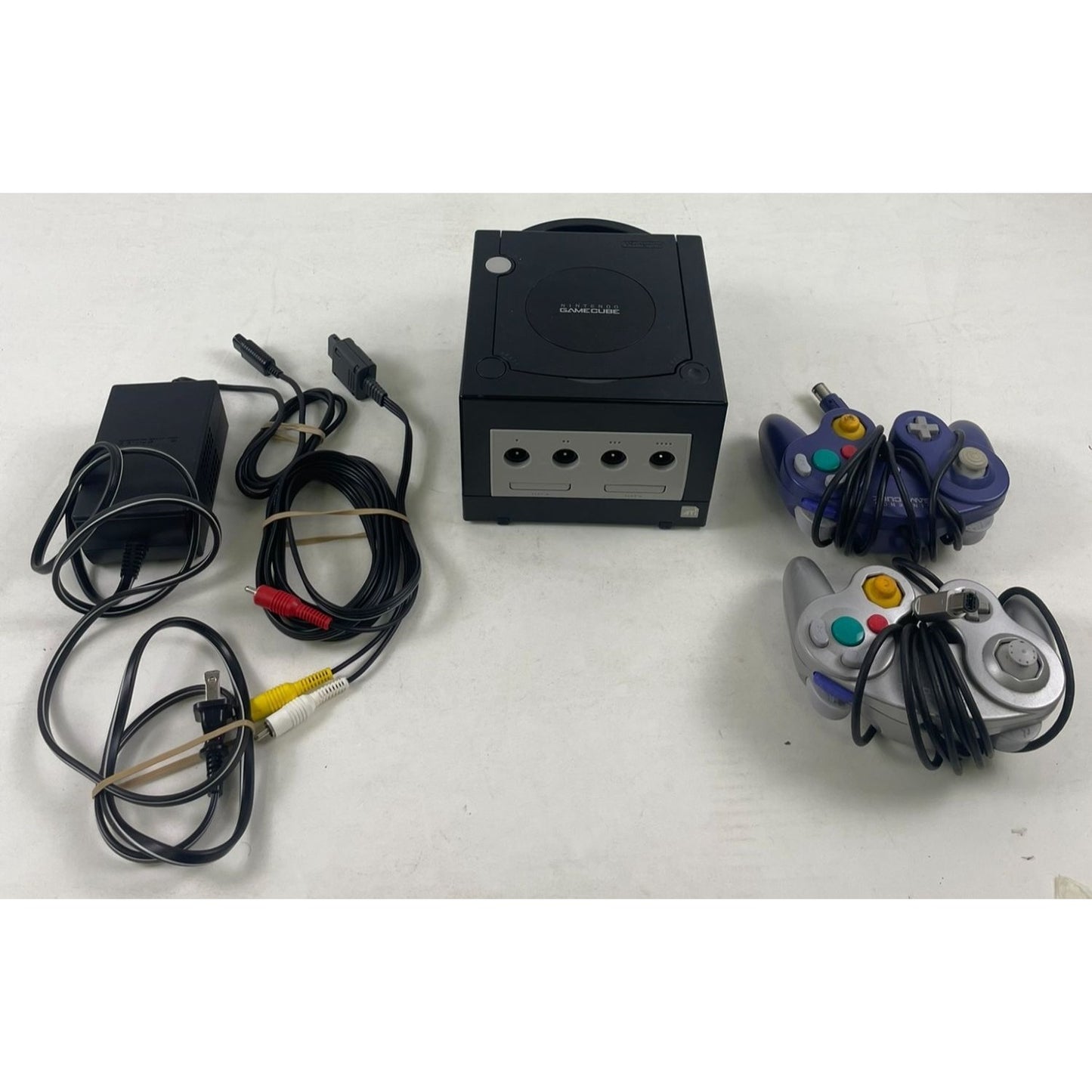 Black Nintendo Gamecube with Two Controllers & Cables