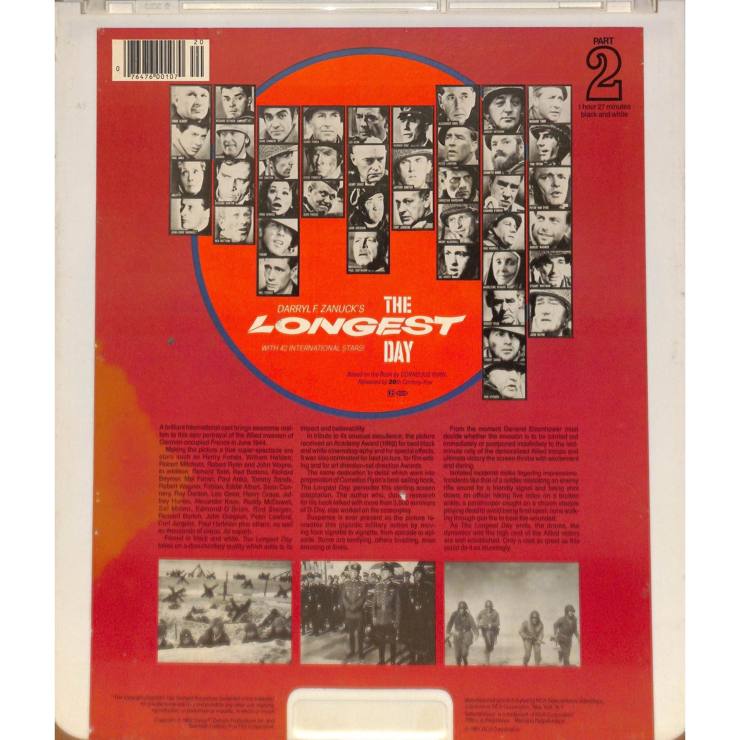 The Longest Day (1962) Vintage CED RCA SelectaVision Videodisc TESTED WORKING