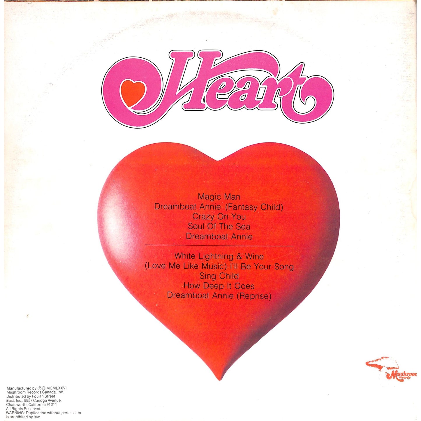 Heart - Dreamboat Annie Vinyl Record MRS-5005