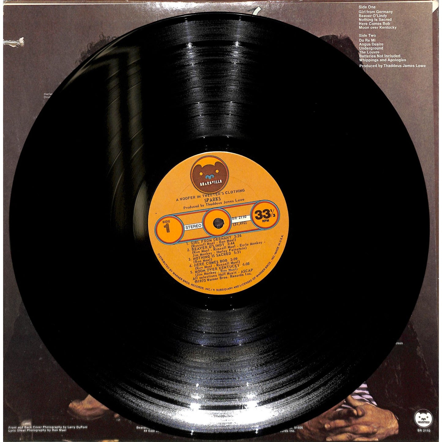 Sparks - A Woofer in Tweeter's Clothing Vinyl Record BR 2110