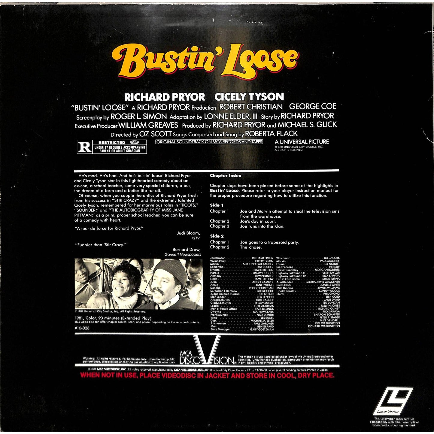 Bustin' Loose (1981) MCA Discovision Laserdisc