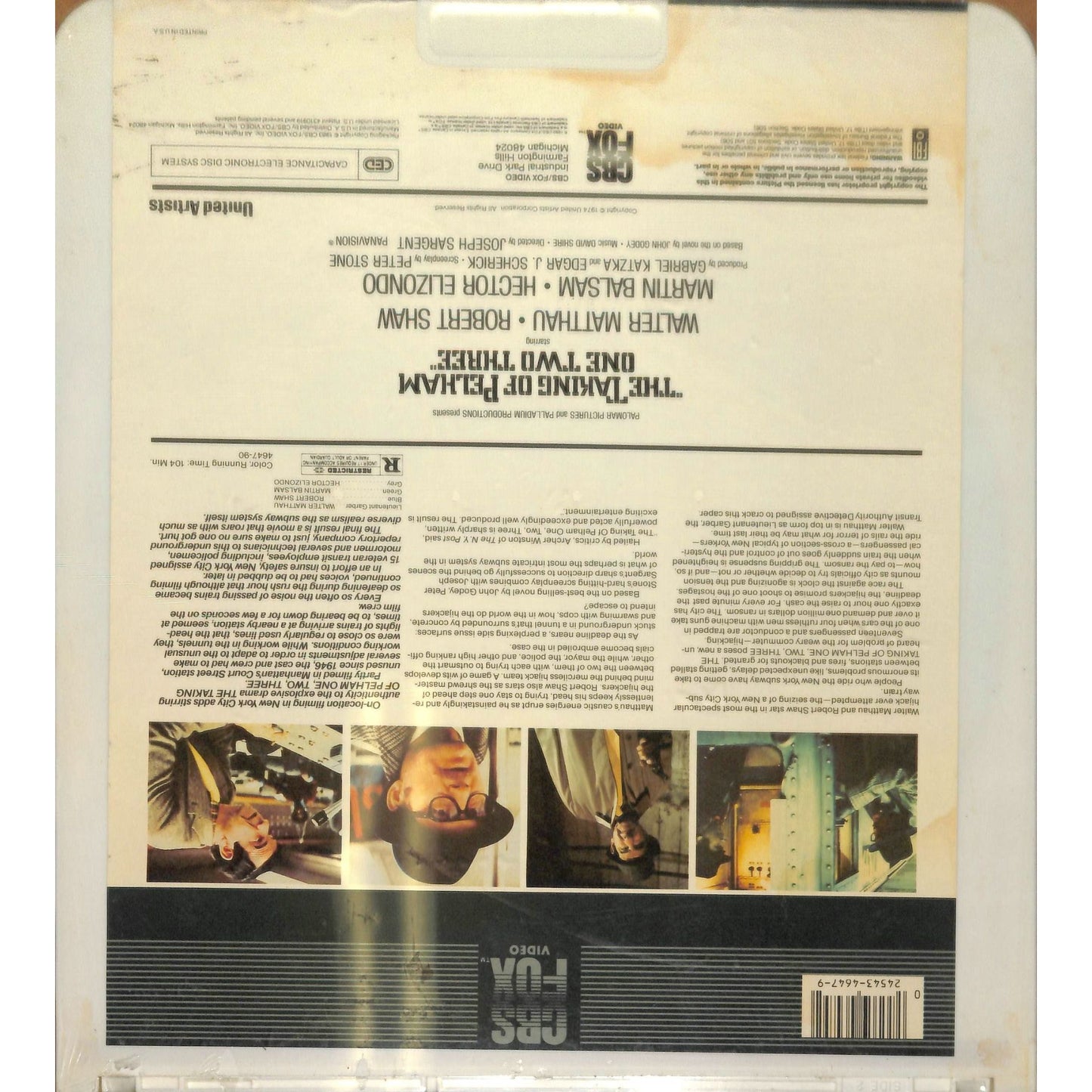 The Taking of Pelham One Two Three (1974) CED RCA SelectaVision Videodisc SEALED
