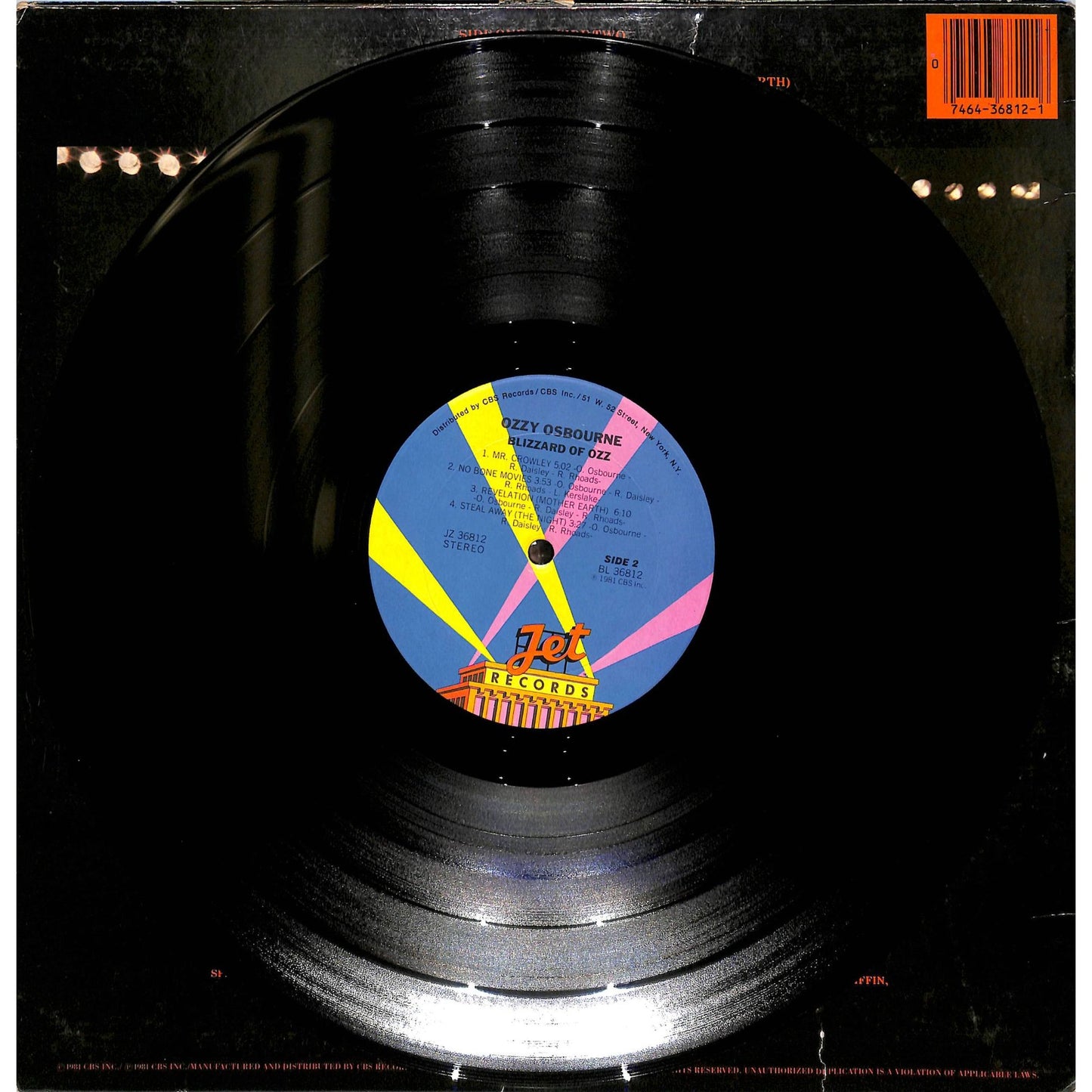 Ozzy Osbourne - Blizzard of Ozz Vinyl Record JZ 36812