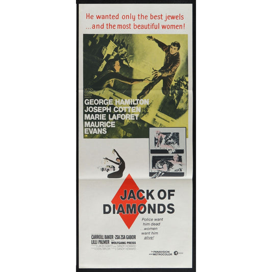 Jack of Diamonds (1967) Original Australian Daybill Poster Folded 13x30