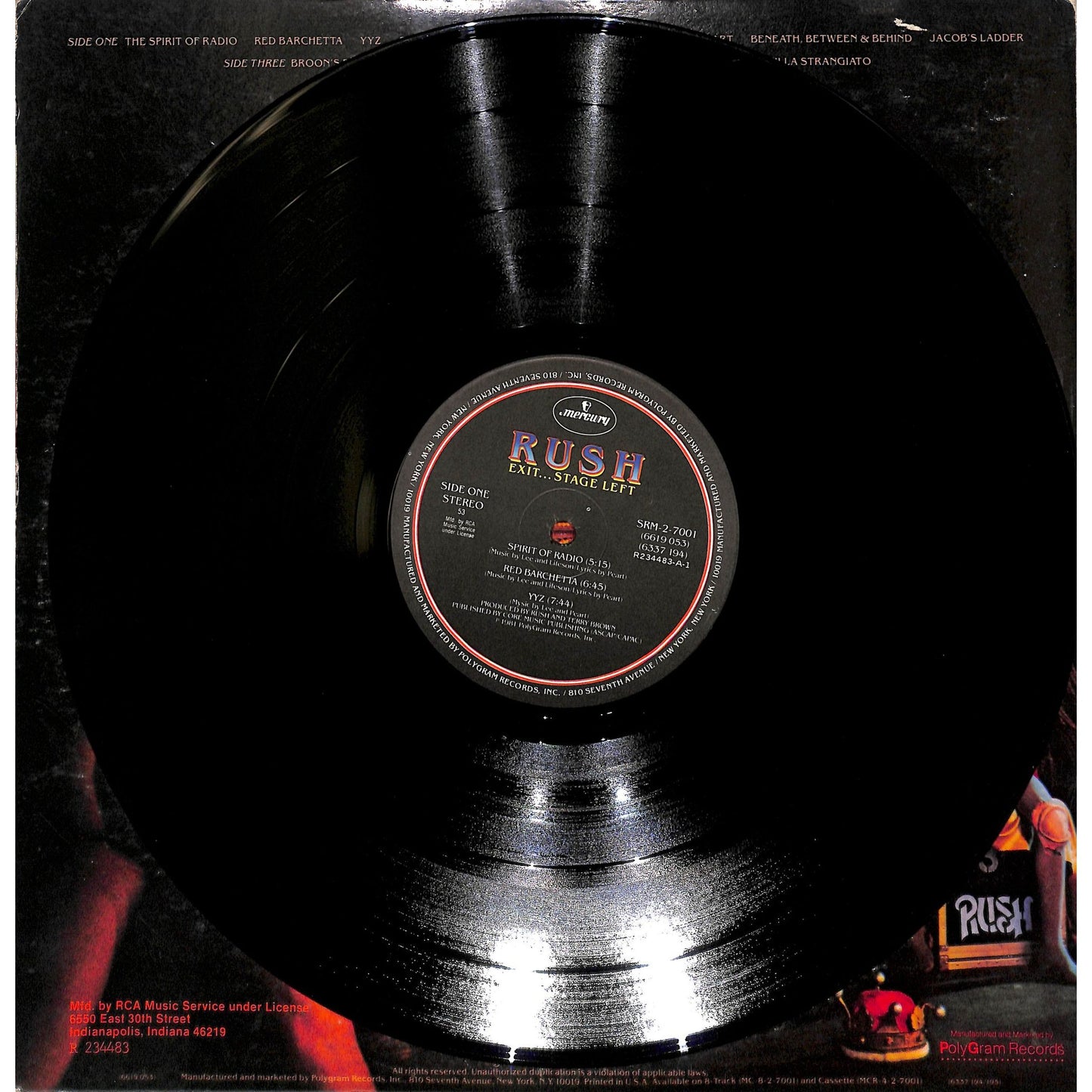 Rush - Exit... Stage Left 2LP Vinyl Album SRM-2-7001