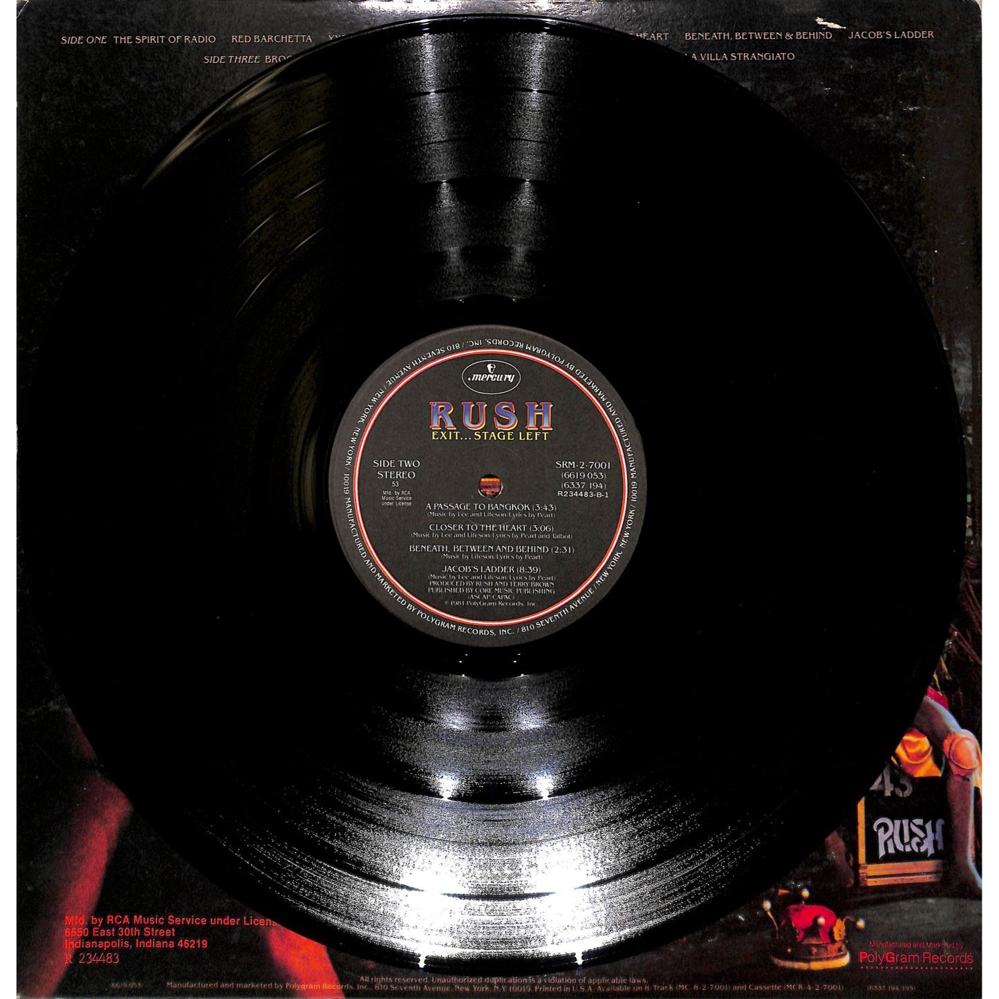 Rush - Exit... Stage Left 2LP Vinyl Album SRM-2-7001