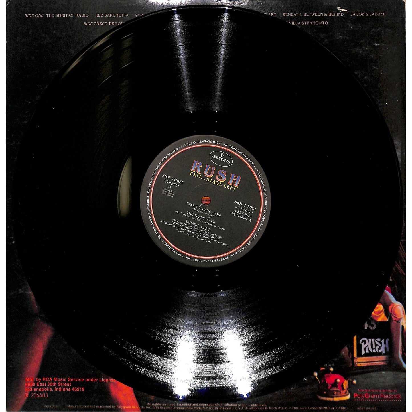 Rush - Exit... Stage Left 2LP Vinyl Album SRM-2-7001