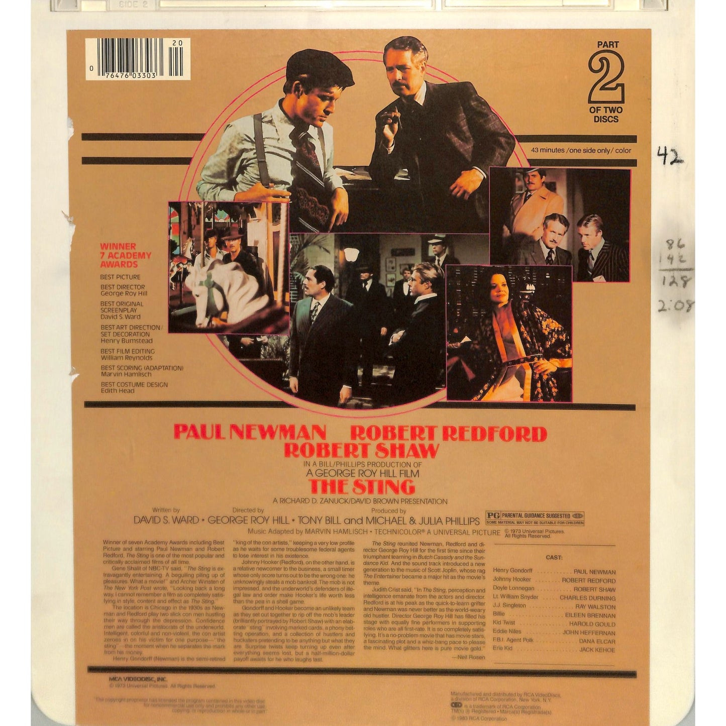 The Sting (1973) Vintage Double CED Videodisc