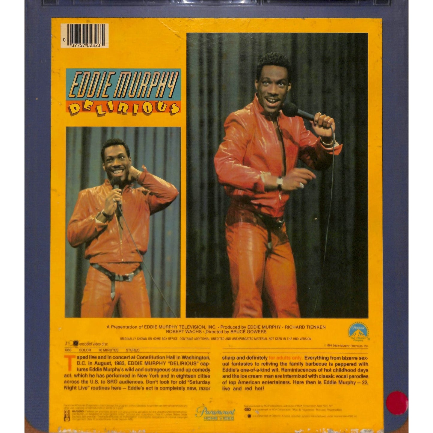 Eddie Murphy: Delirious (1983) CED RCA SelectaVision Videodisc TESTED WORKING