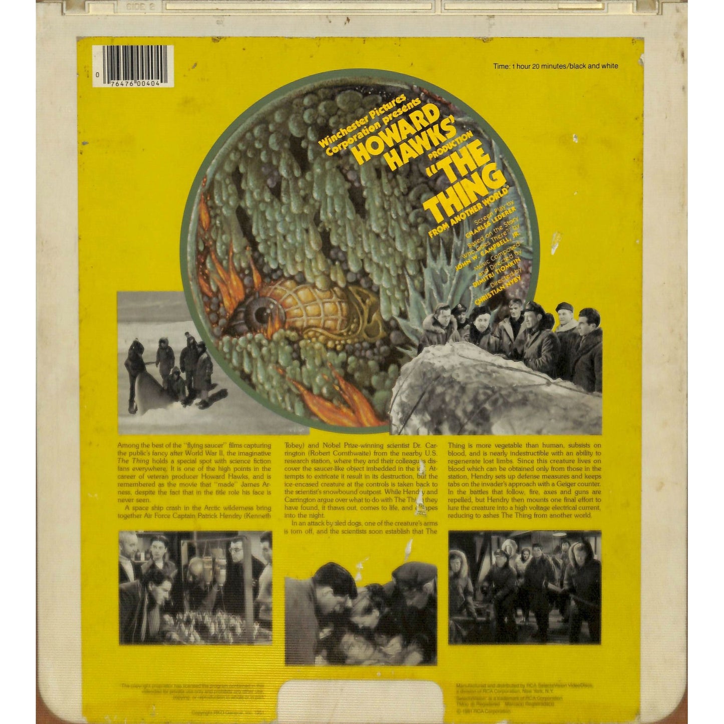 The Thing From Another World(1951)CED RCA SelectaVision Videodisc TESTED WORKING