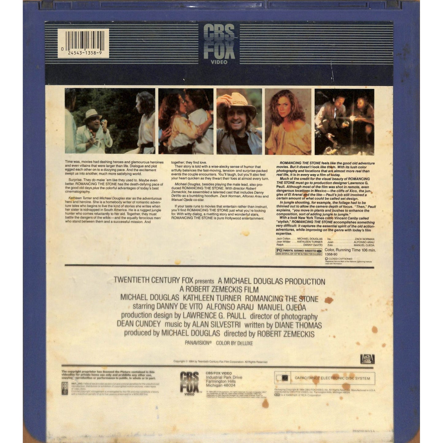 Romancing the Stone (1984) Vintage CED Videodisc TESTED WORKING