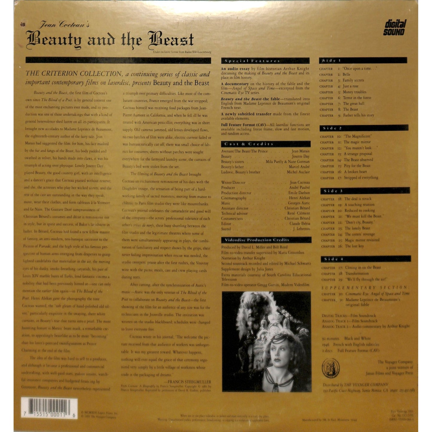 Beauty and The Beast (1946) Laserdisc Video