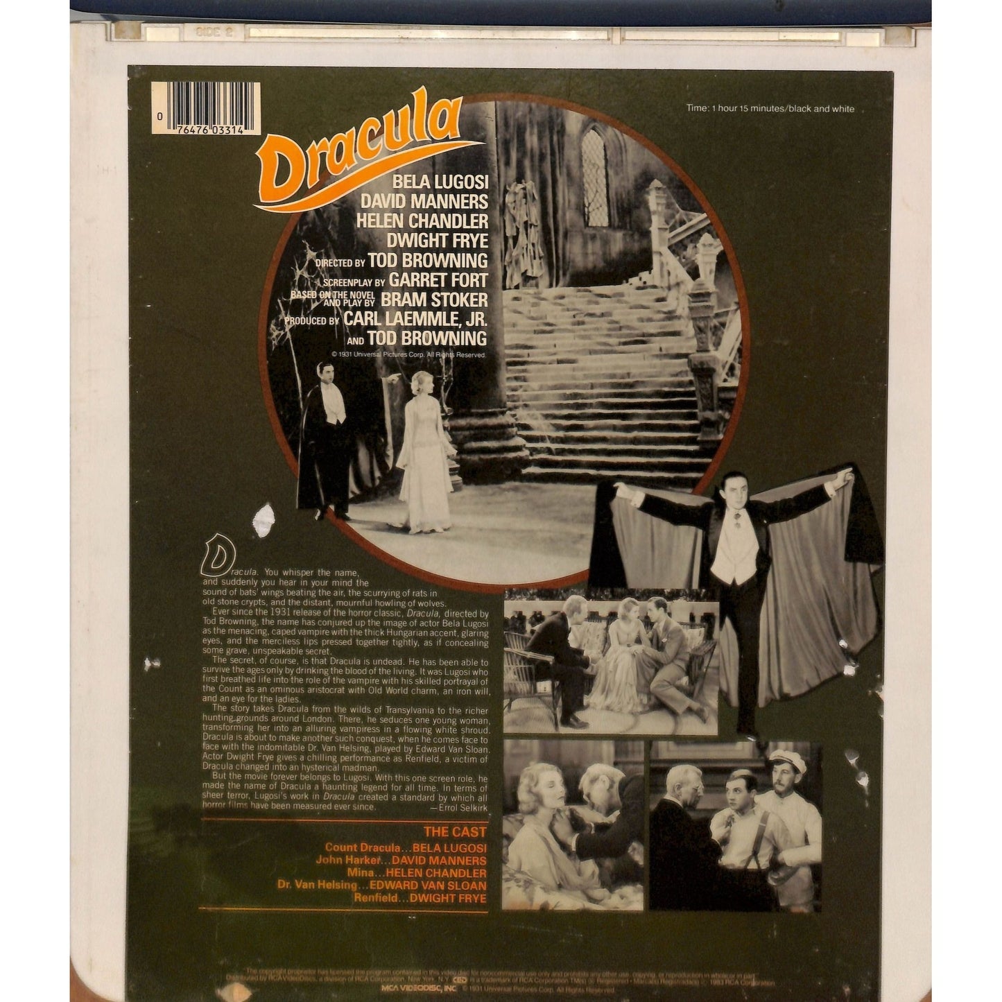 The Original Dracula (1931) CED RCA SelectaVision TESTED WORKING