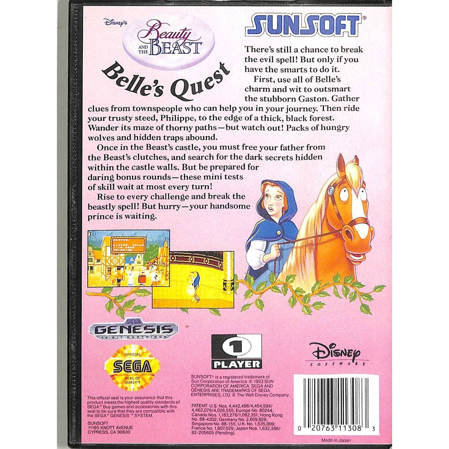 Disney's Beauty & the Beast: Belle's Quest (1994) Sega Gensis Cartridge CIB