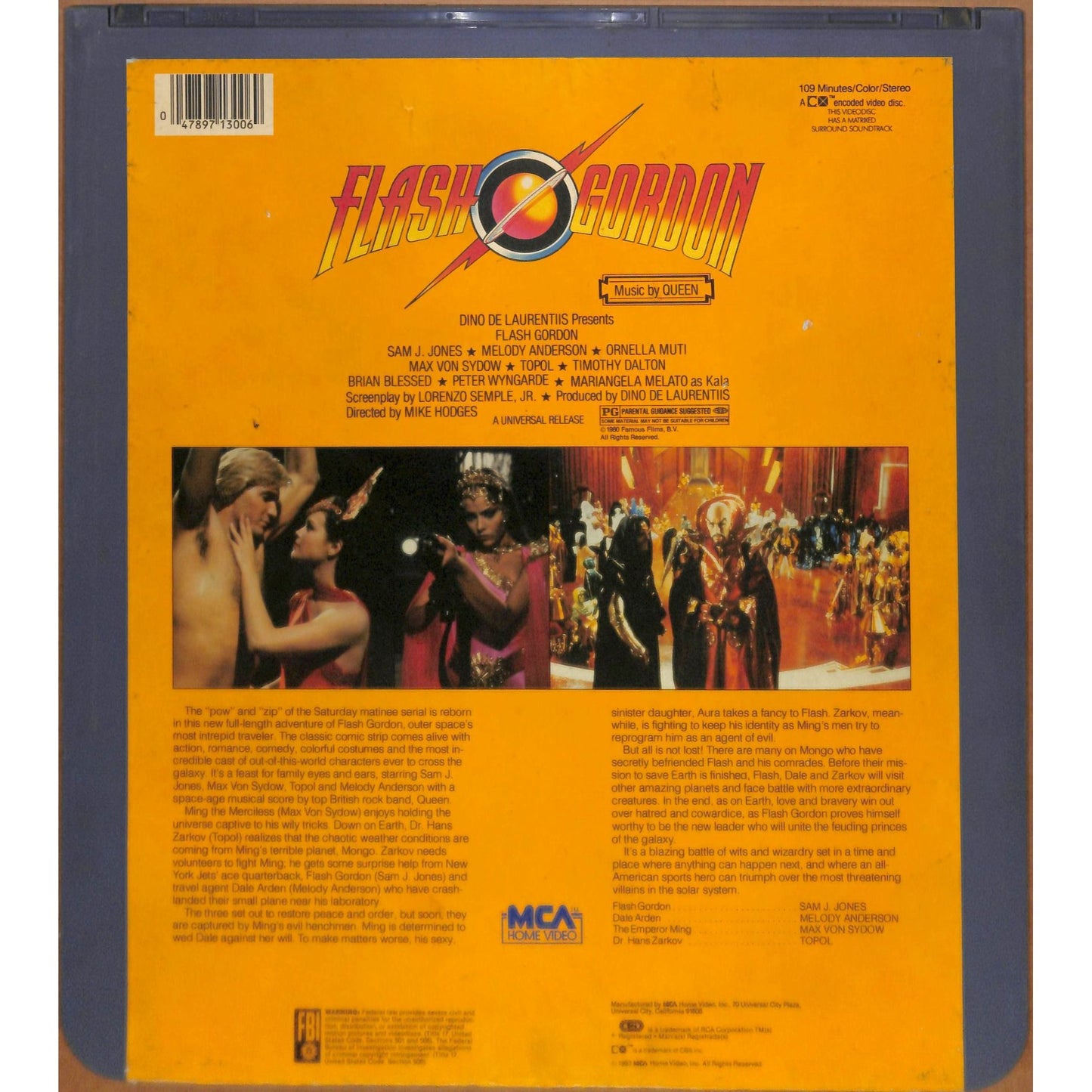 Flash Gordon (1980) Vintage CED Videodisc TESTED WORKING
