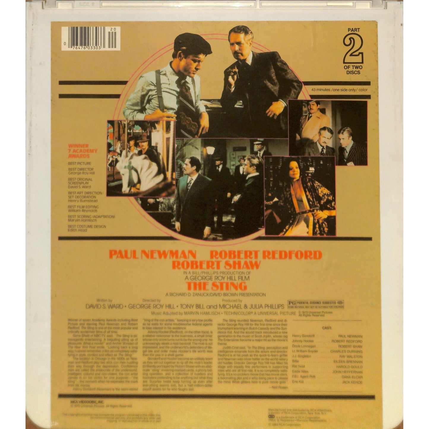 The Sting (1973) Vintage CED RCA SelectaVision Videodisc TESTED WOKRING
