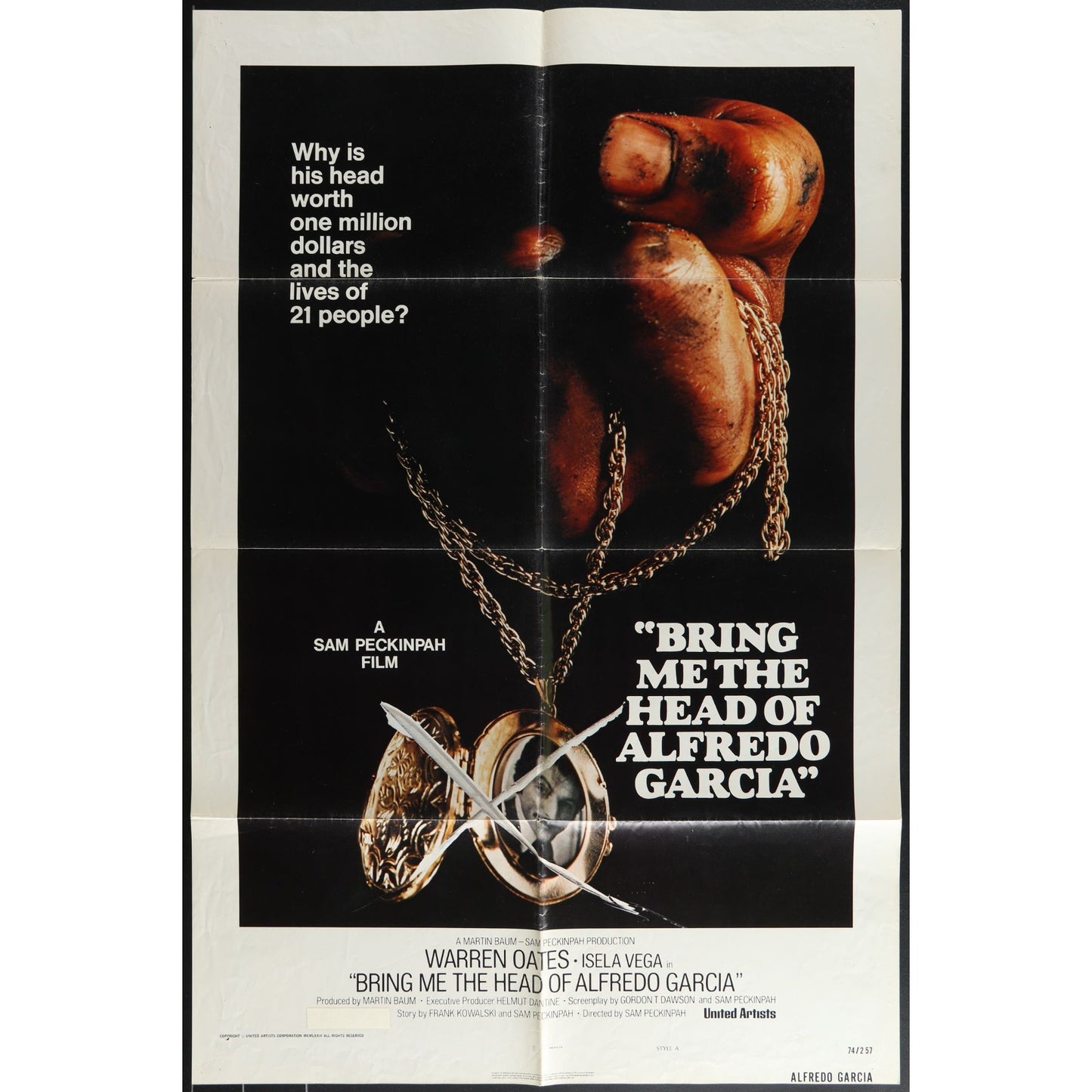 Bring Me the Head of Alfredo Garcia (1974) Original Movie Poster Folded 27x41