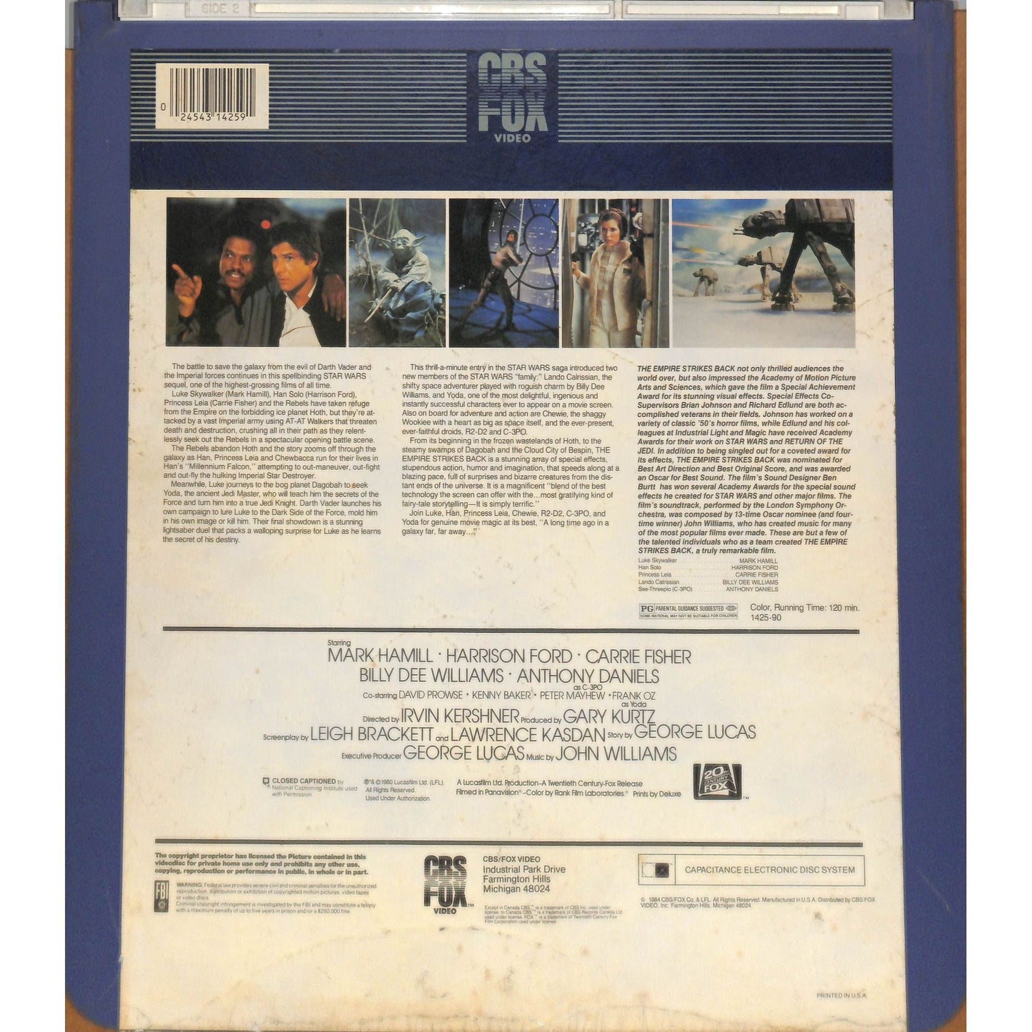 Star Wars: The Empire Strikes Back (1980) CED RCA SelectaVision TESTED WORKING