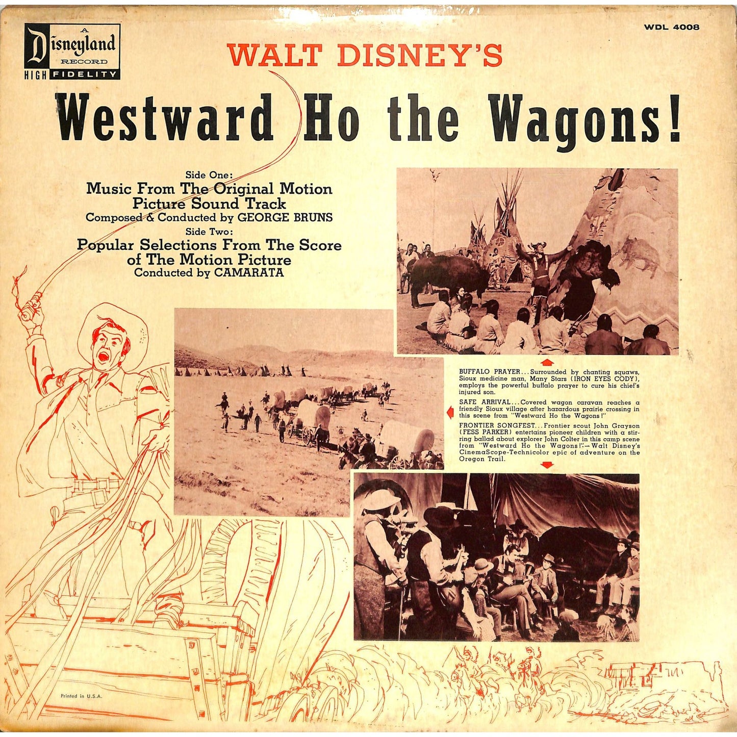Walt Disney's Westward Ho the Wagons! (1956) Vinyl Record WDL-4008