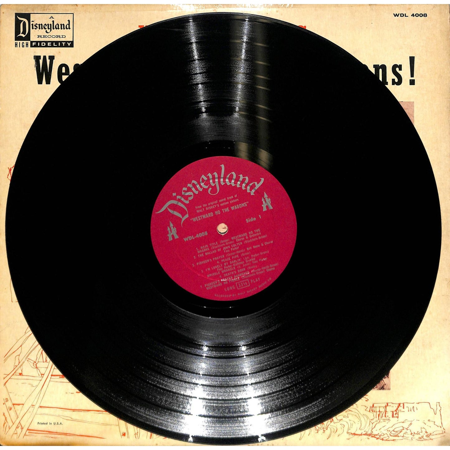 Walt Disney's Westward Ho the Wagons! (1956) Vinyl Record WDL-4008
