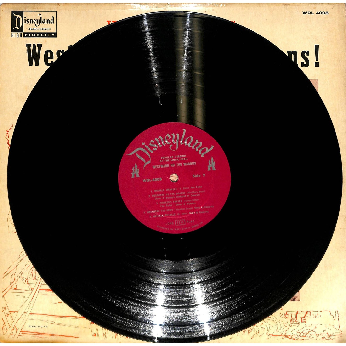 Walt Disney's Westward Ho the Wagons! (1956) Vinyl Record WDL-4008