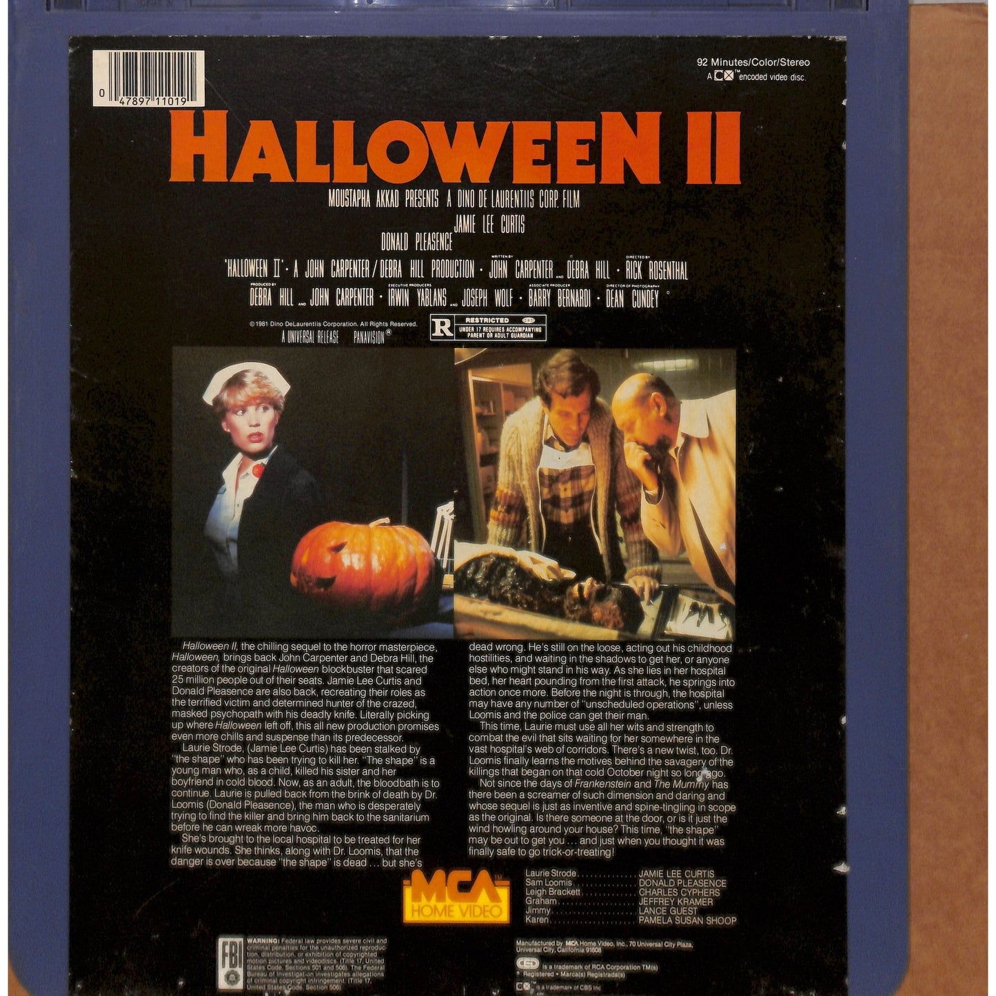 Halloween 2 ll (1981) CED RCA SelectaVision TESTED WORKING