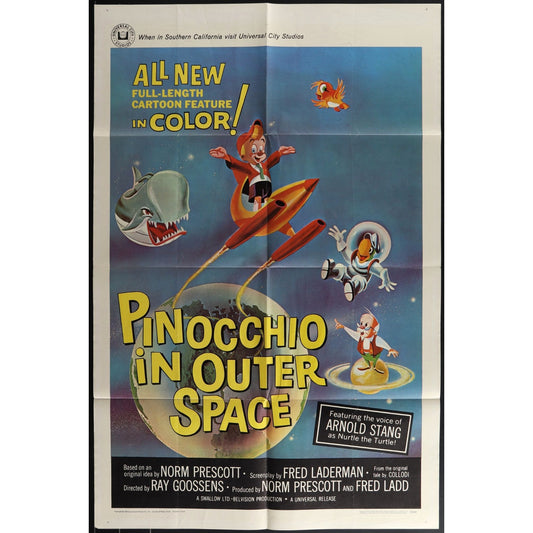 Pinocchio in Outer Space (1965) Original Movie Poster Folded 27x41EM8-466