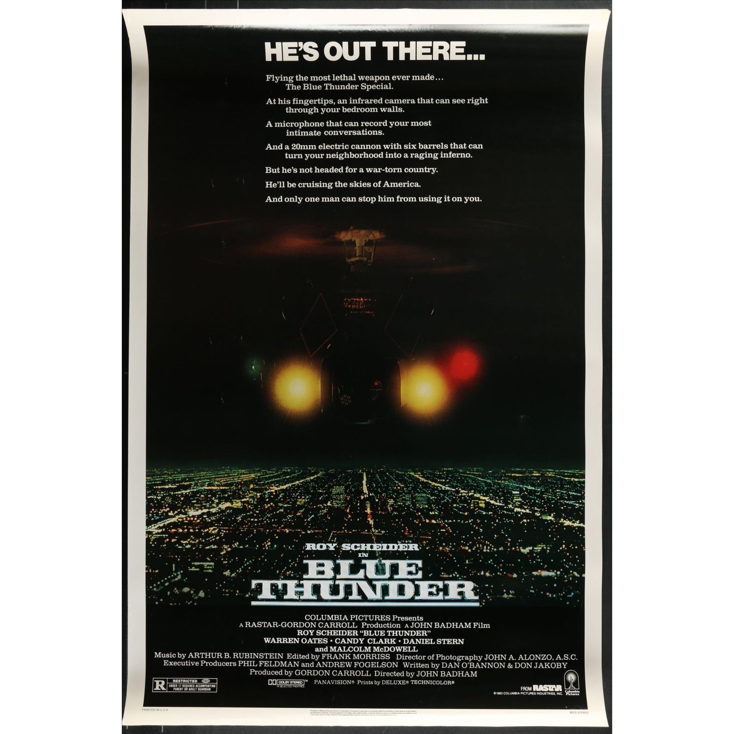 Blue Thunder (1983) Original Single-side Movie Poster Rolled 27x40