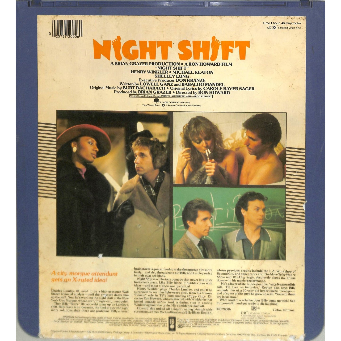 Night Shift (1982) Vintage CED Videodisc