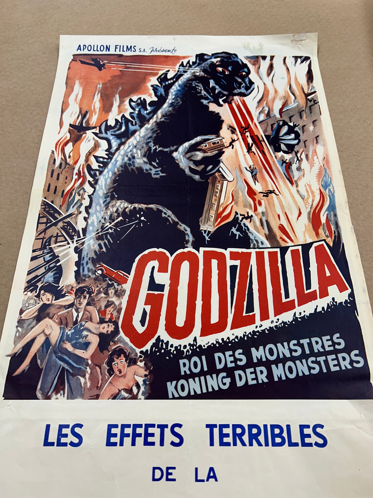 Gojira (1957) Original Belgian Movie Poster 13 3/4" x 18 3/4"
