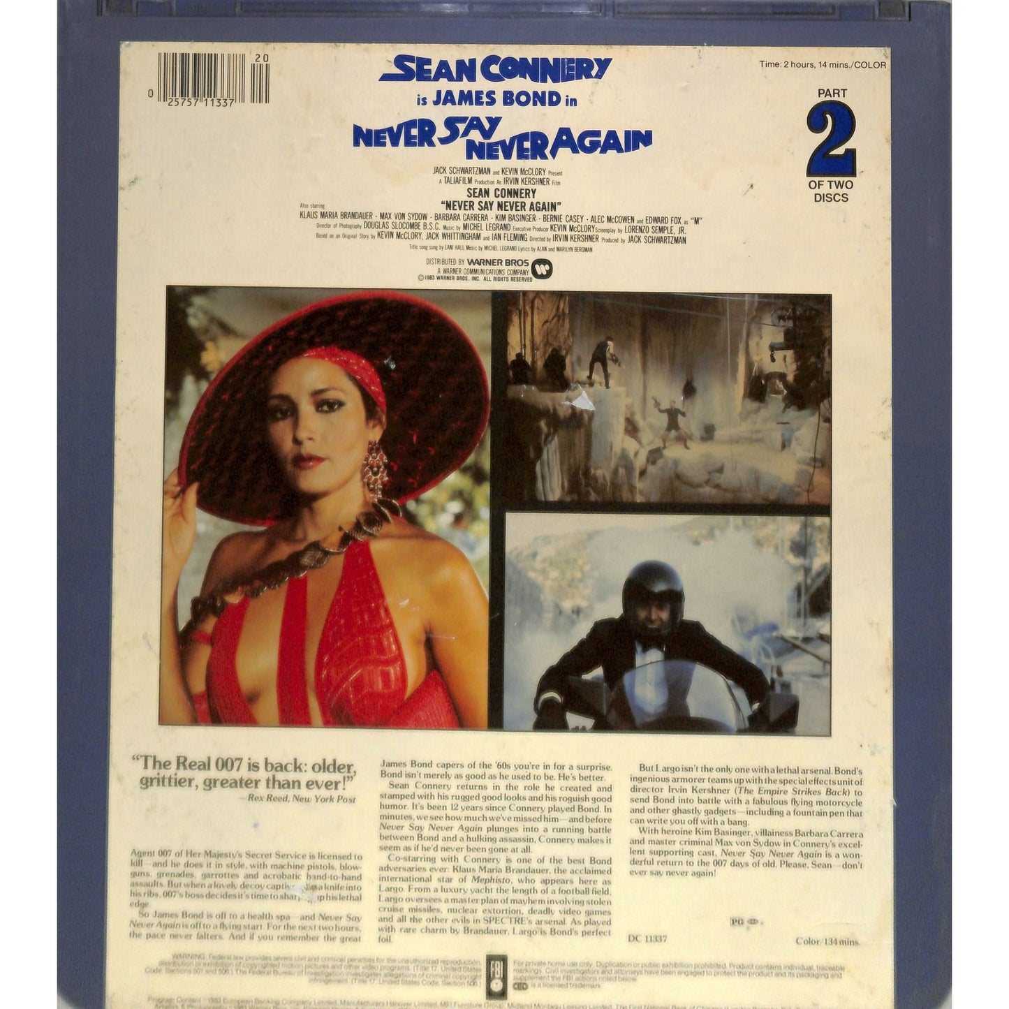 Never Say Never Again (1983) Disc 1&2 Vintage CED Videodisc TESTED WORKING