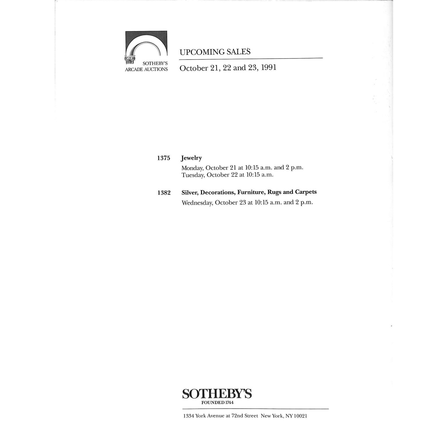 Sotheby's Contemporary Art Auction Catalog October 12, 1991