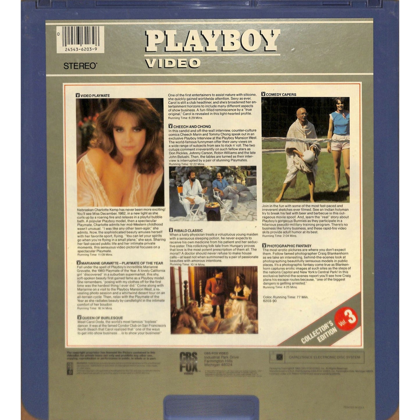 Playboy Collector's Edition Volume 3 (1983) Vintage CED Videodisc TESTED WORKING