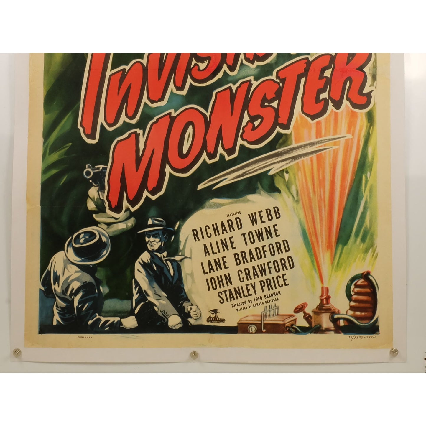 The Invisible Monster (1950) Linenbacked Republic Serial Poster 27x41