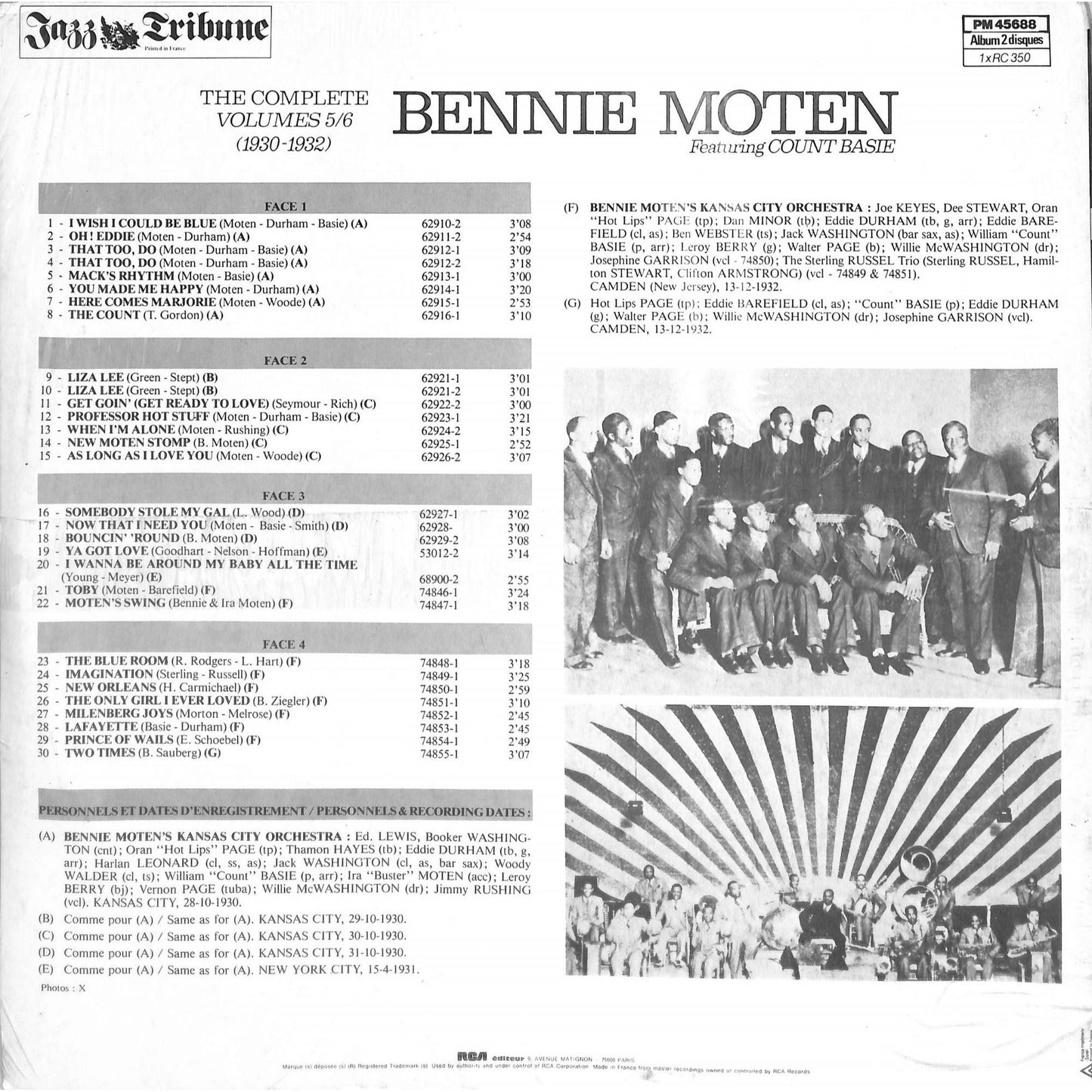 The Complete Bennie Moten Vol. 5/6 1930-1932 (1983) Sealed 2LP Vinyl Record