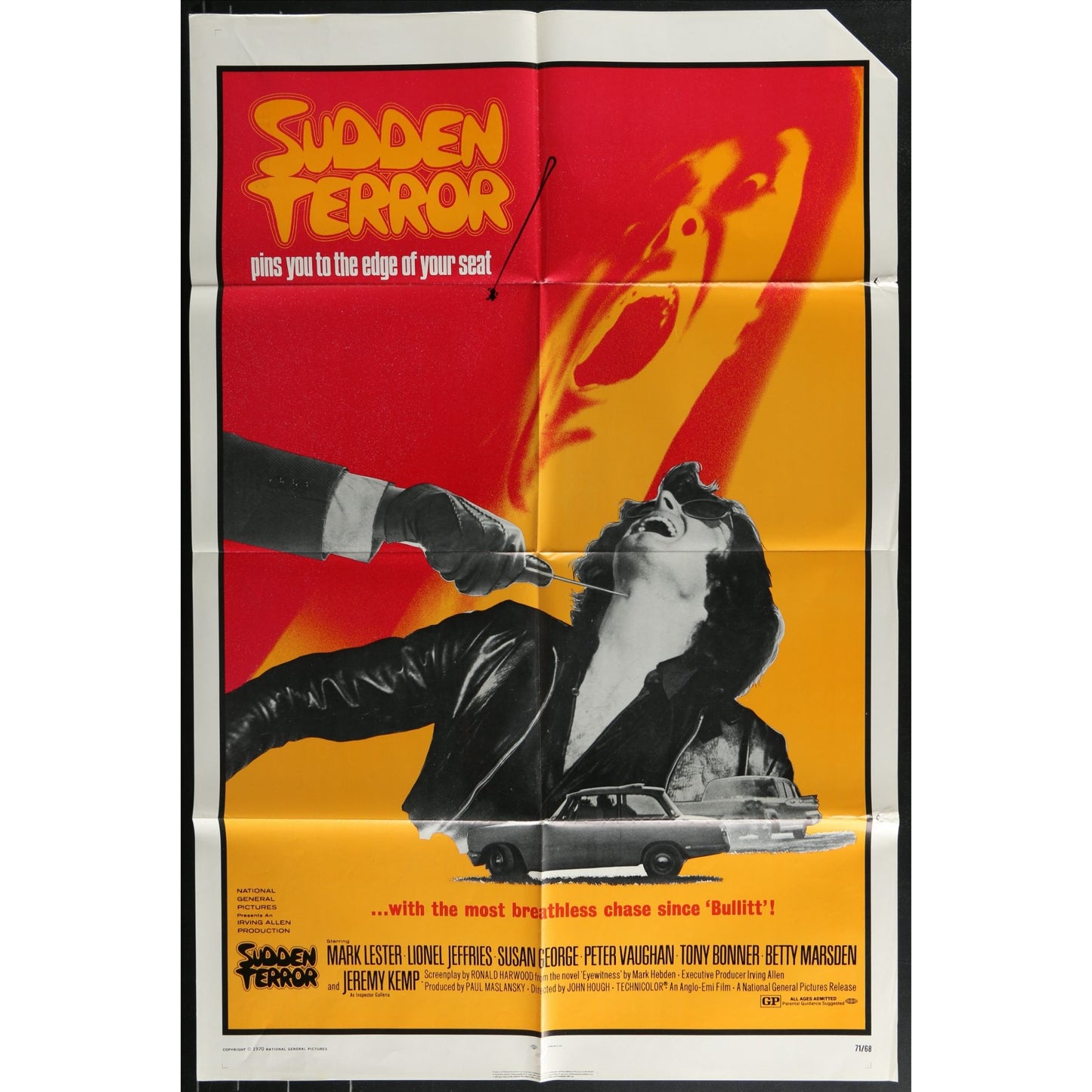 Sudden Terror (1971) Original Movie Poster Folded 27x41