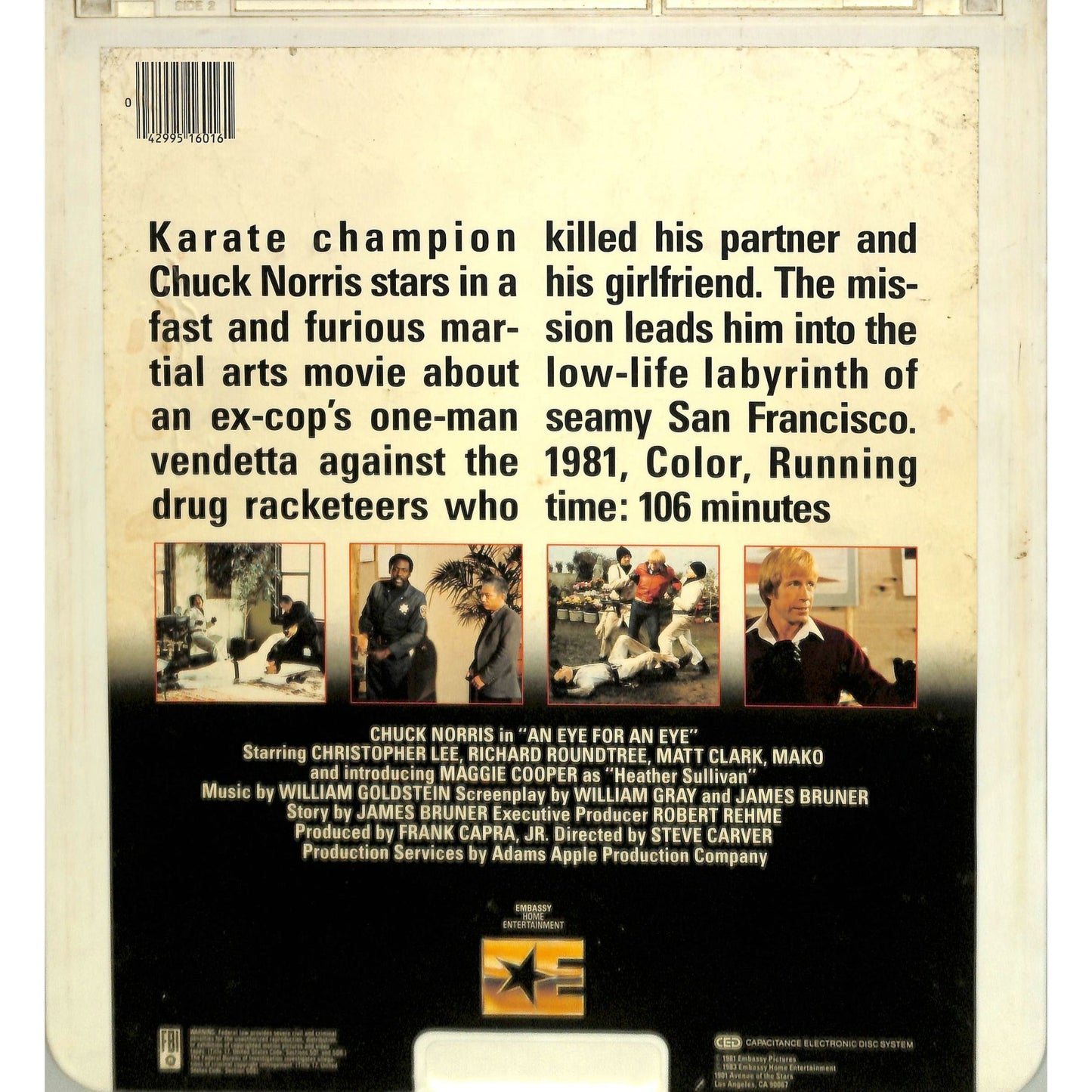 An Eye for an Eye (1981) Vintage CED Videodisc