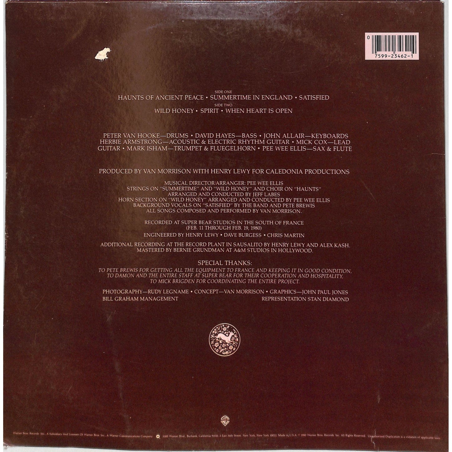Van Morrison - Common One Vinyl Record BSK 3462