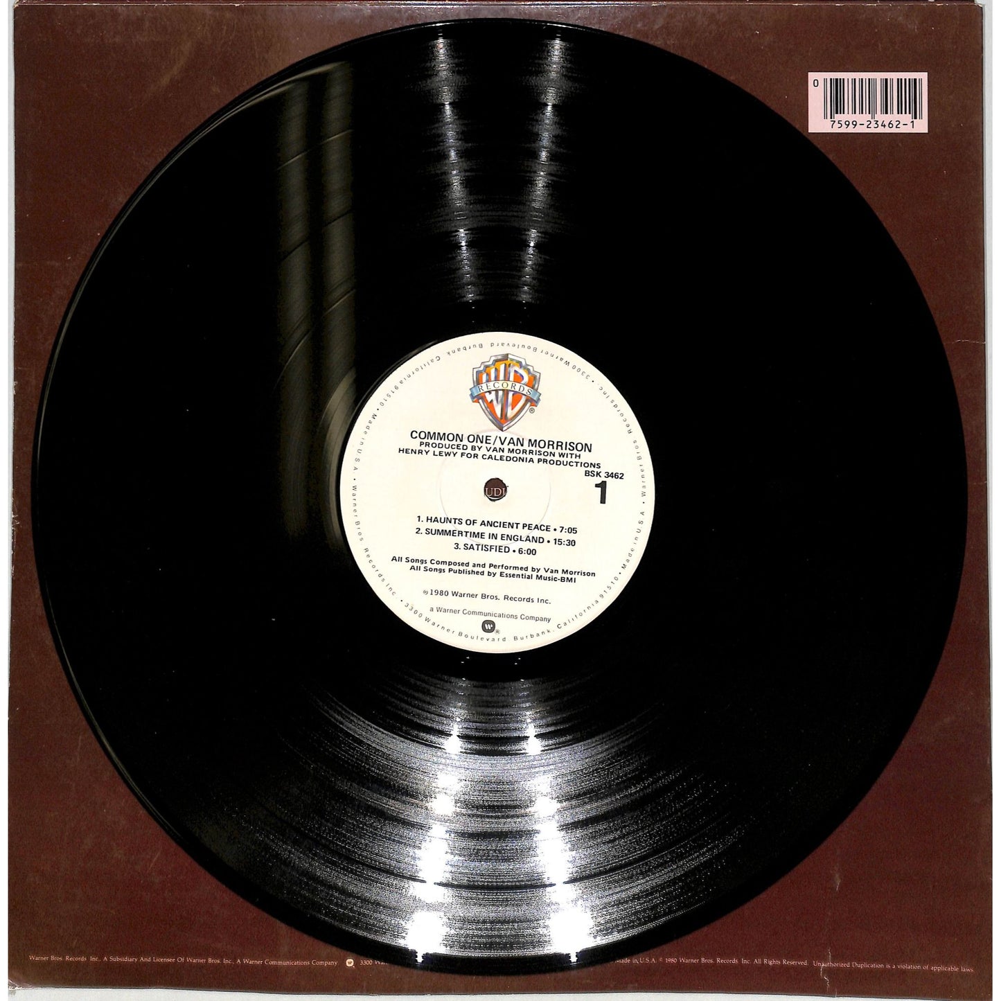 Van Morrison - Common One Vinyl Record BSK 3462