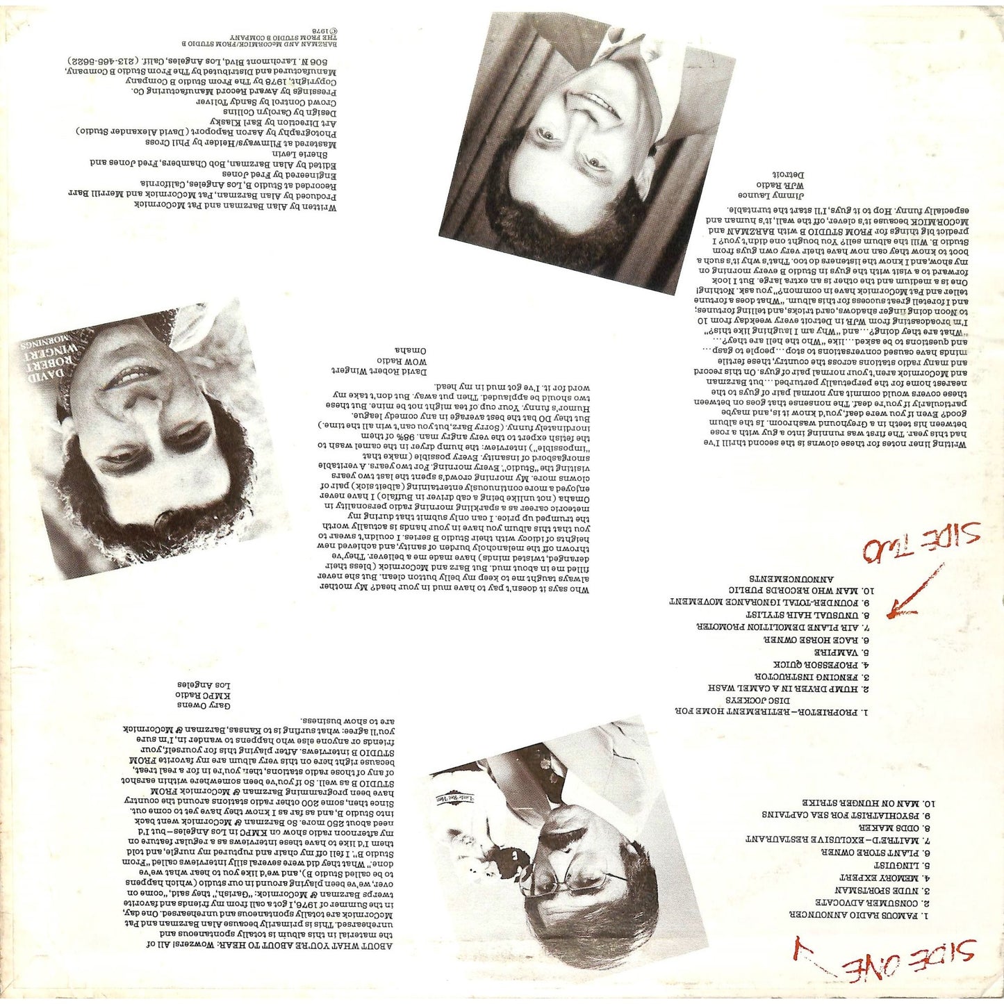 Alan Barzman/Pat McCormick - From: Studio B (1978) Vinyl Record FSB 377
