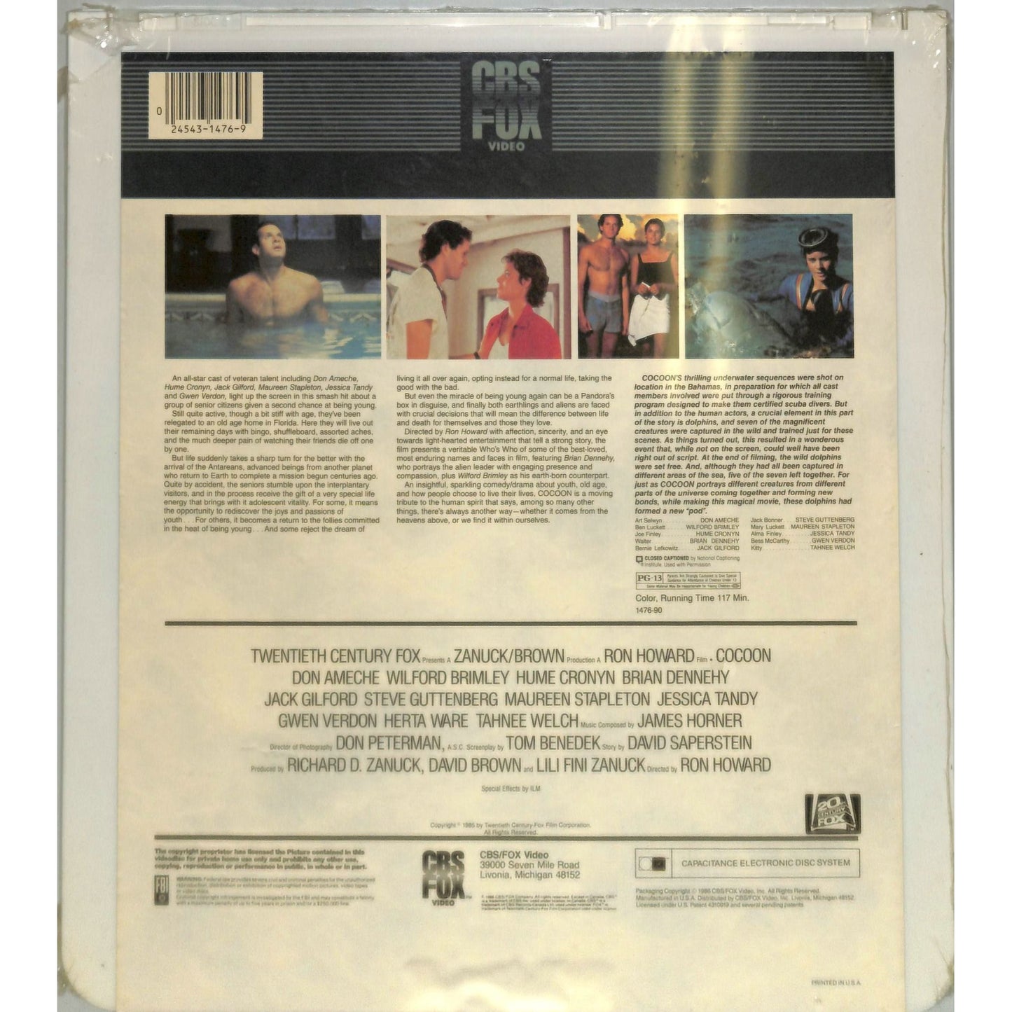 Cocoon (1985) Vintage CED Videodisc TESTED WORKING