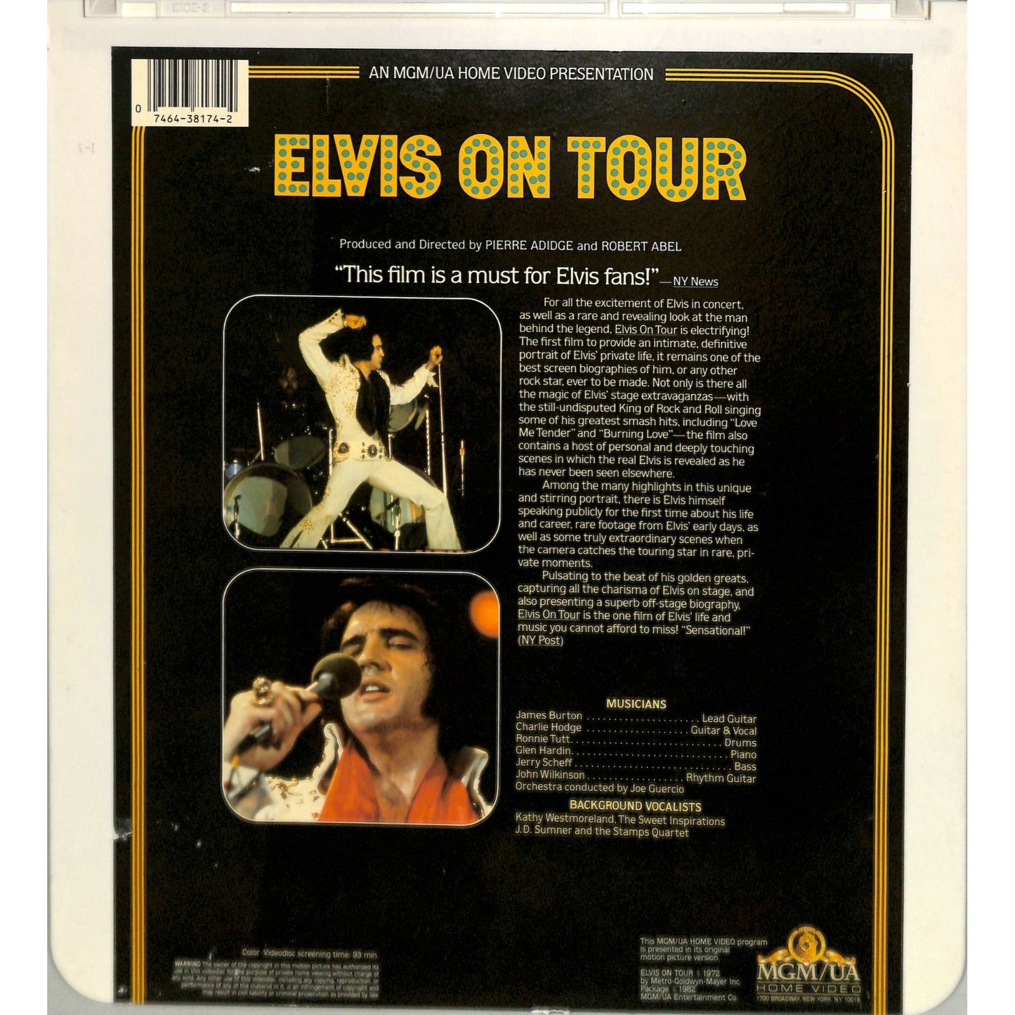 Elvis on Tour (1972) Vintage CED Videodisc