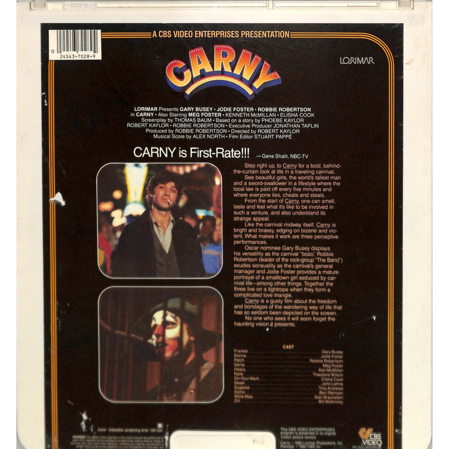 Carny (1980) Vintage CED Videodisc