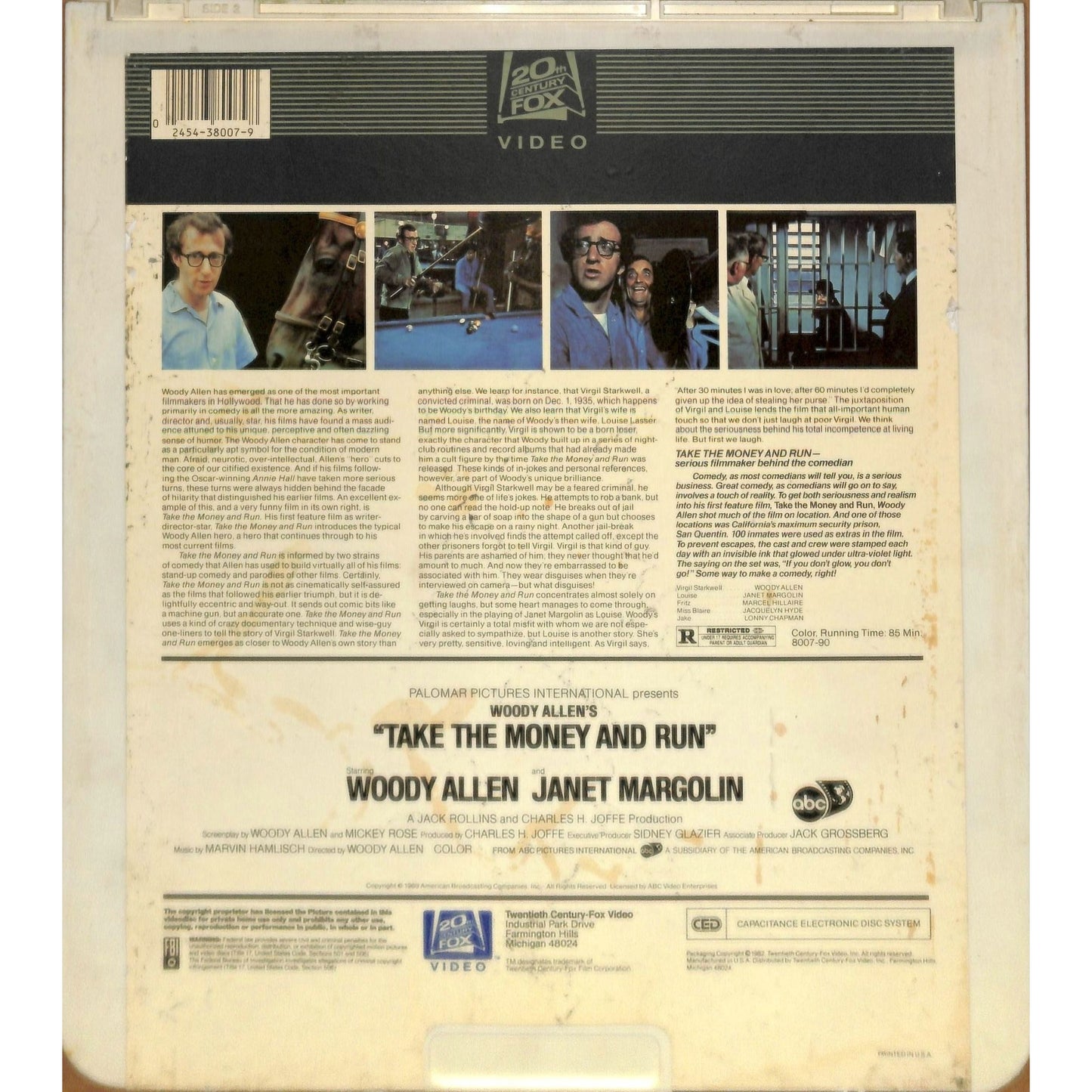 Take The Money and Run (1969) Vintage CED RCA SelectaVision TESTED WORKING