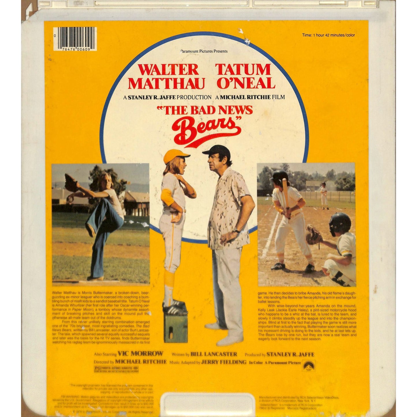 The Bad News Bears (1976) Vintage CED Videodisc TESTED WORKING