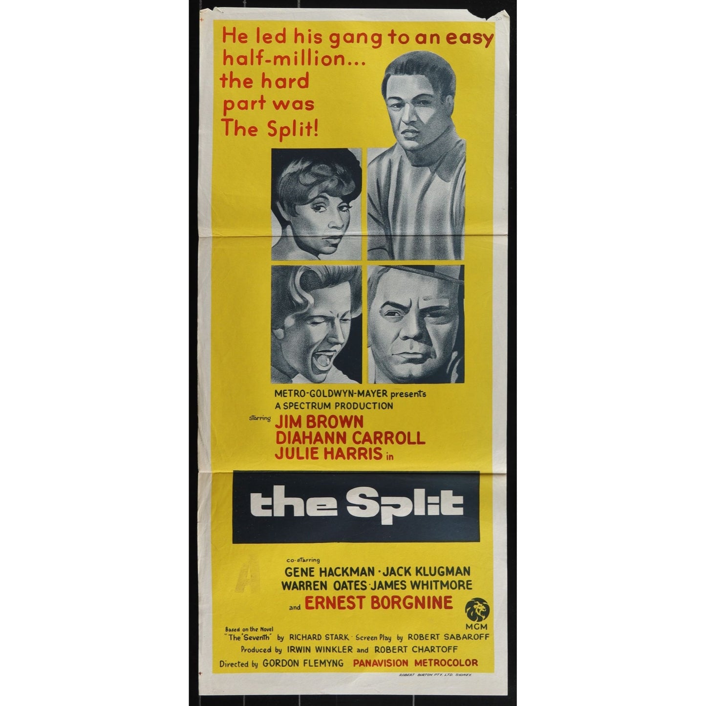 The Split (1968) Original Australian Daybill Movie Poster Folded 13x30