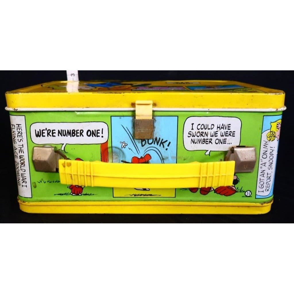 Vintage metal Yellow Peanuts lunchbox w/ thermos